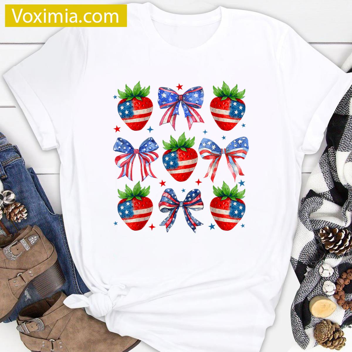 4th Of July Strawberry Liberty Tee T-shirt