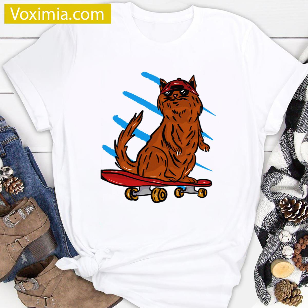 Orange Cat Skate Style T-shirt