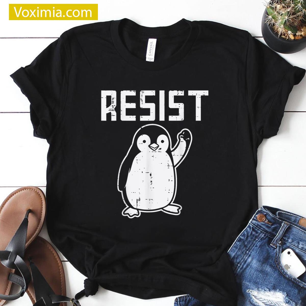Penguin Protest Funny For Kids T-shirt