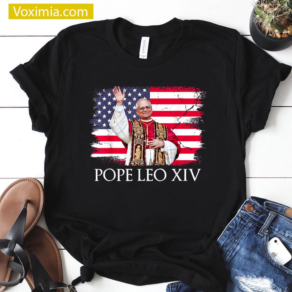 Pope Leo Xiv Flag Graphic Tee T-shirt