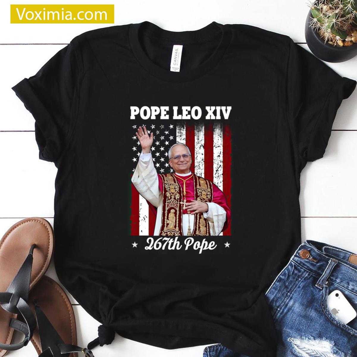 Pope Leo Xiv Robert Flag T-shirt