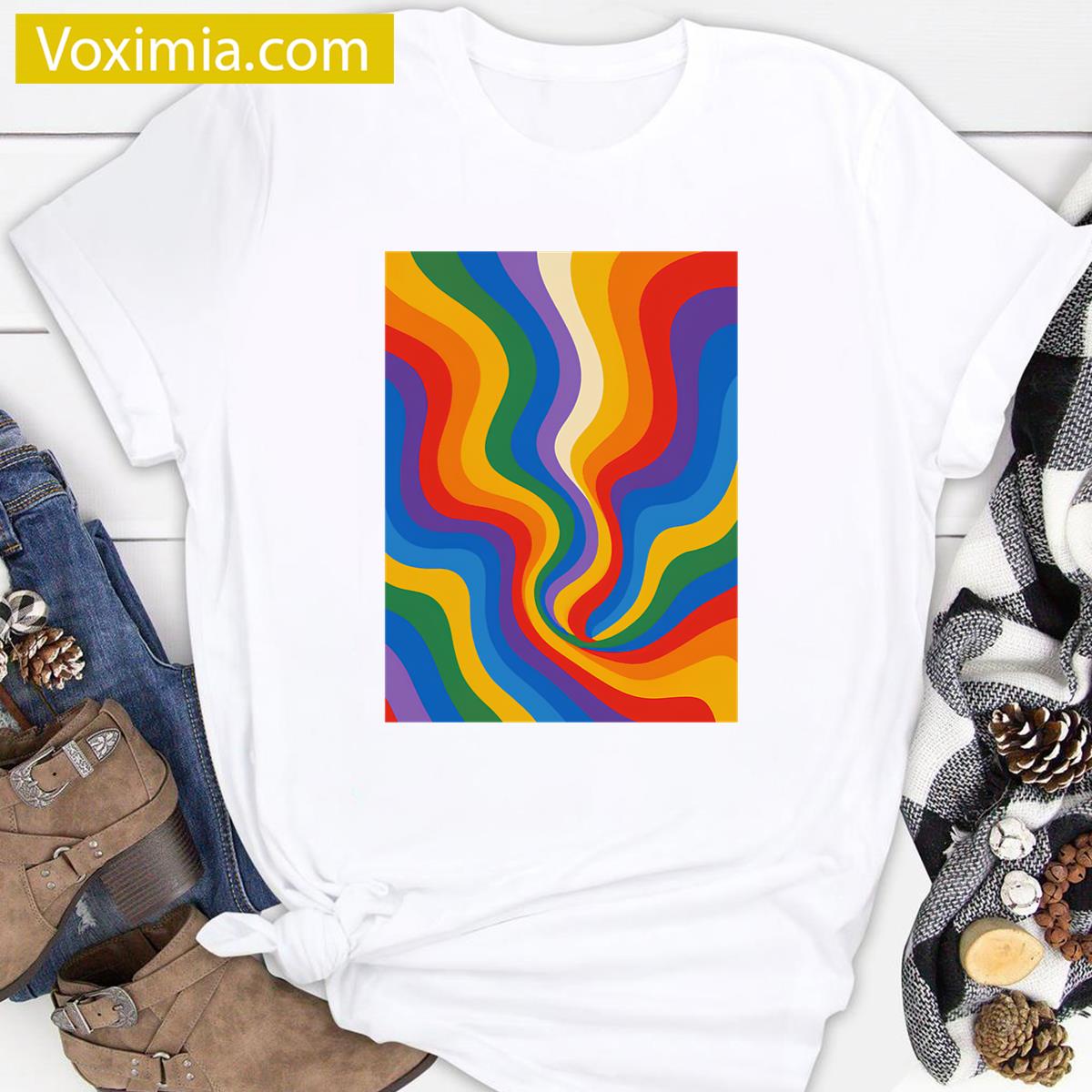 Rainbow Pride Wave Design T-shirt