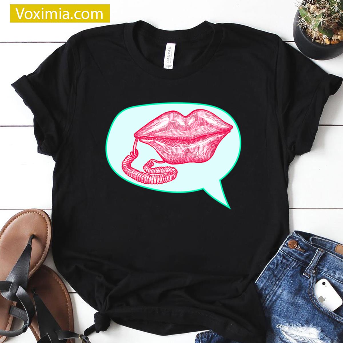 Retro Lip Phone Apparel T-shirt