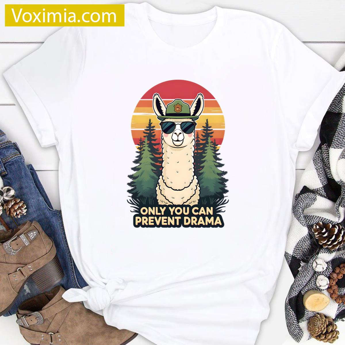Retro Llama Funny For All T-shirt
