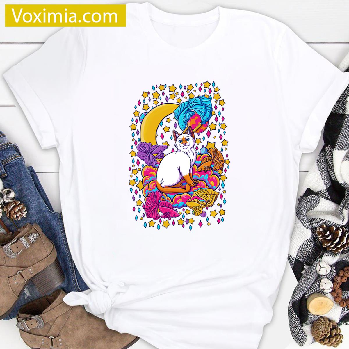 Space Fish Cat T-shirt
