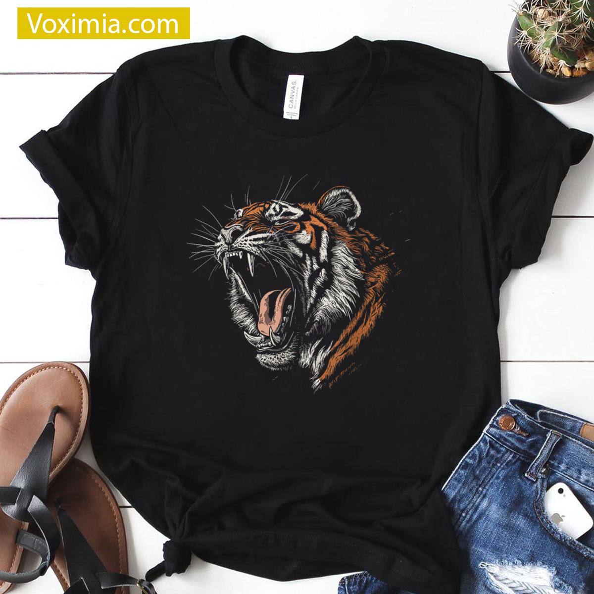 Vintage Tiger Design T-shirt