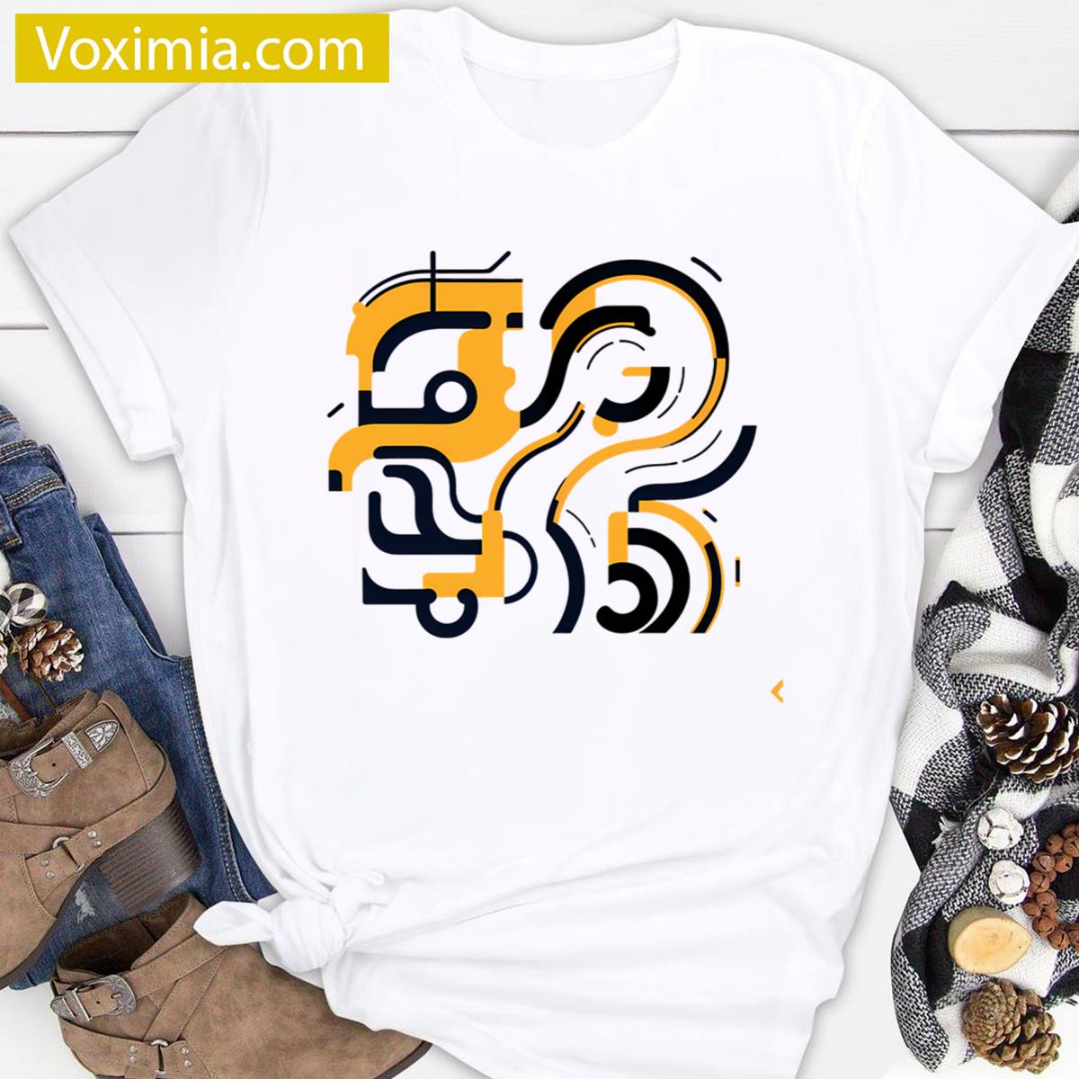 Yellow Geometric Visual Forms Tee T-shirt