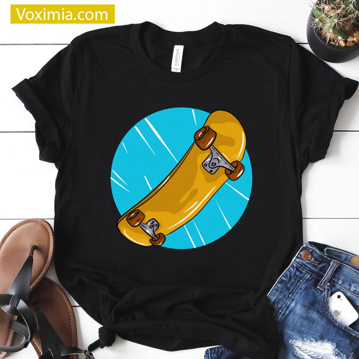 Yellow Skateboard Graphic Tee T-shirt