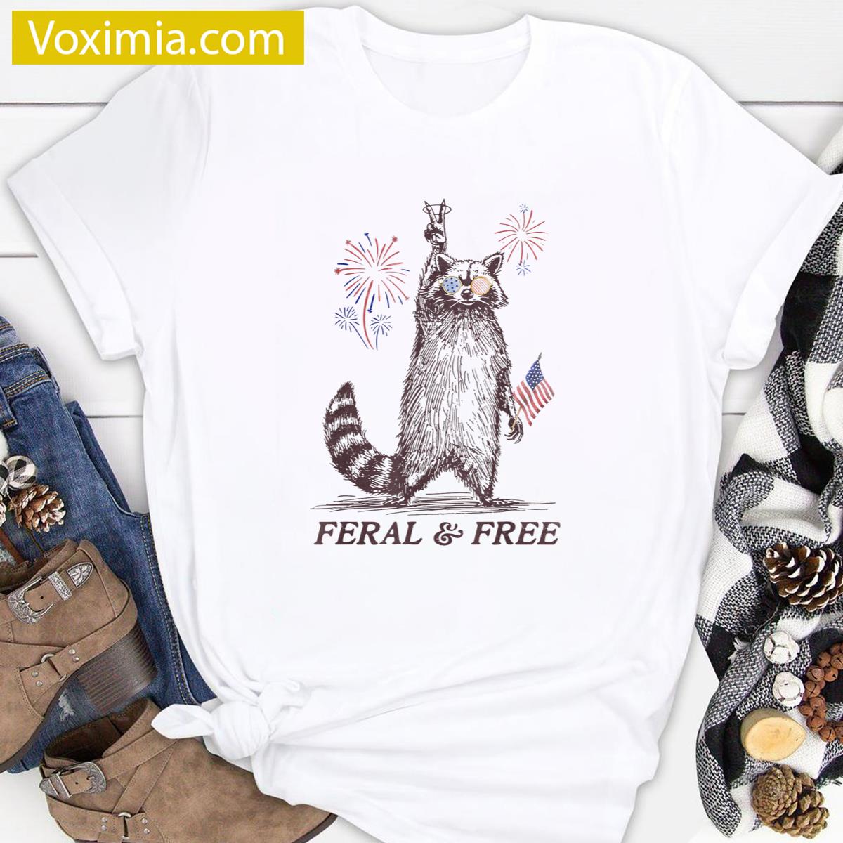 Feral Free Funny Raccoon T-shirt