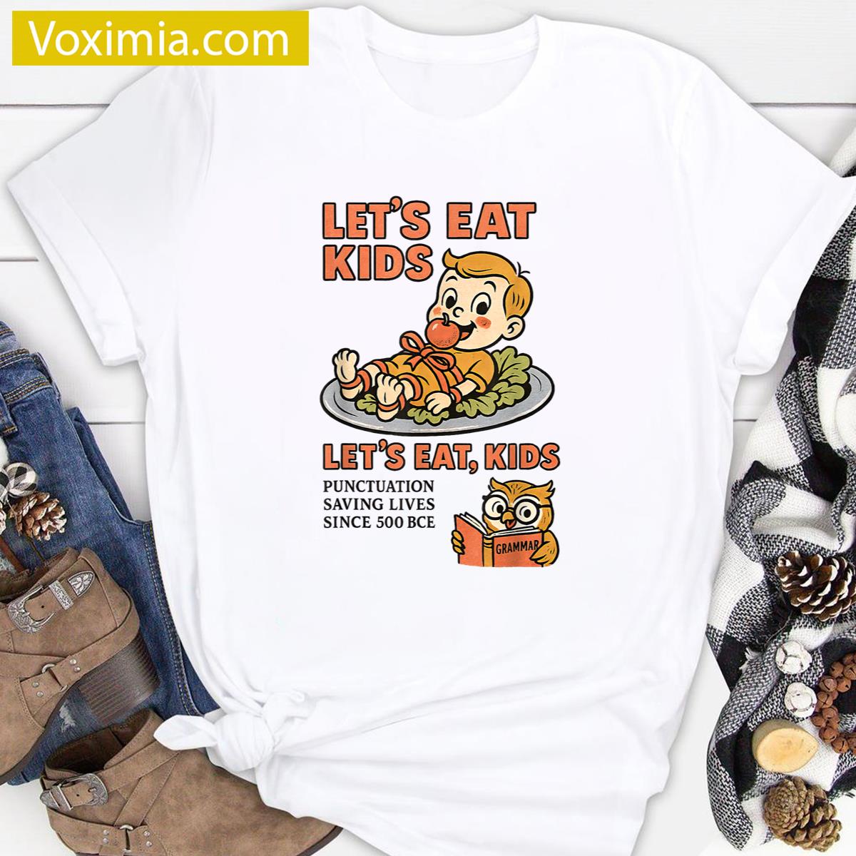 Lets Eat Kids Grammar Joke T-shirt