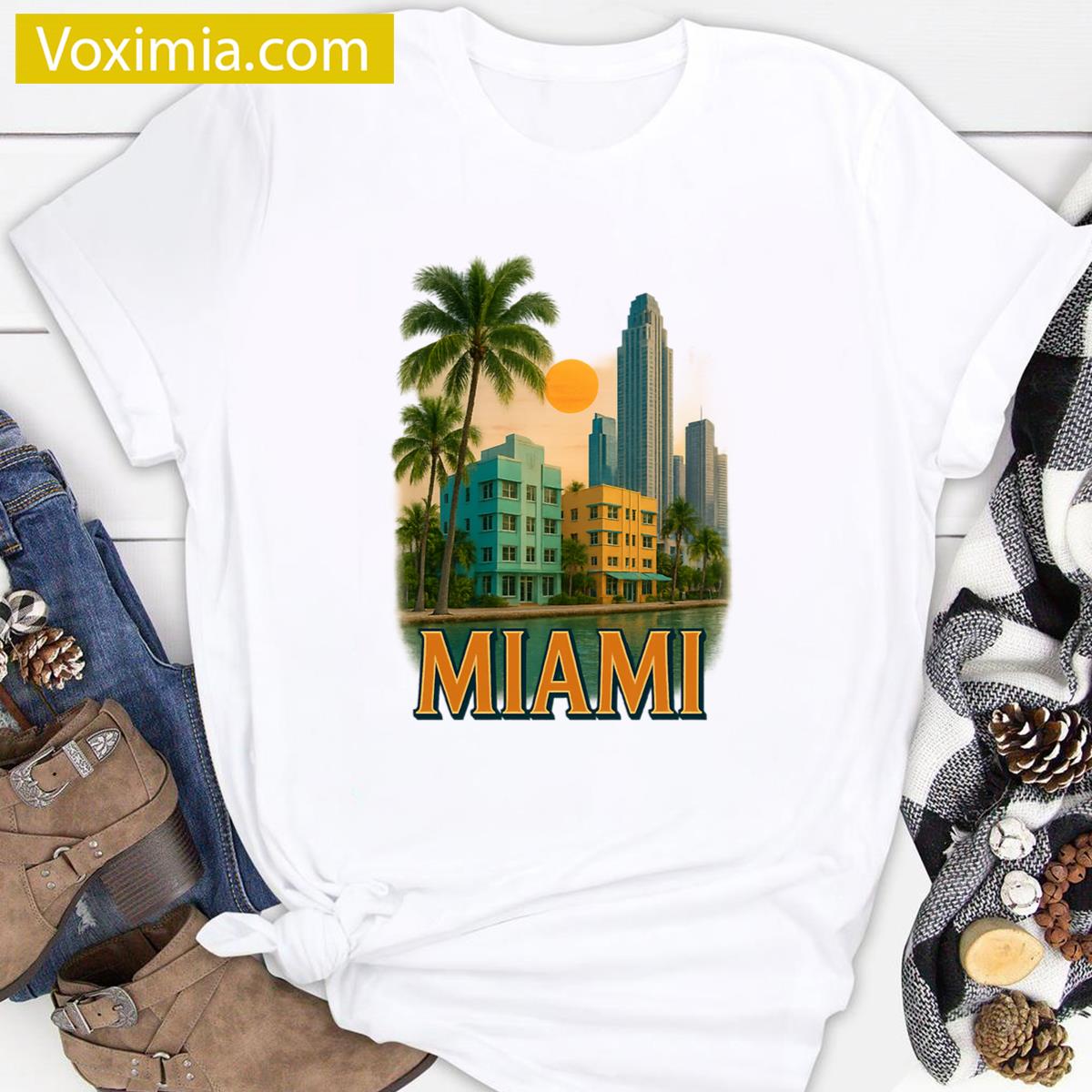 Miami Retro Sunset Oversized T-shirt