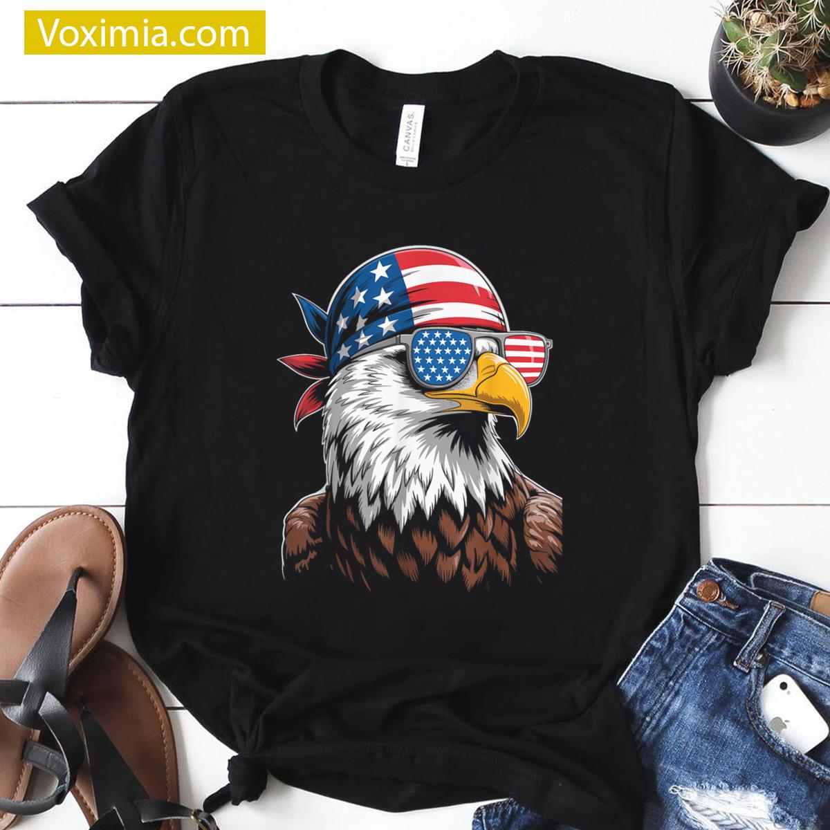 Patriotic Eagle Usa Sunglasses July T-shirt