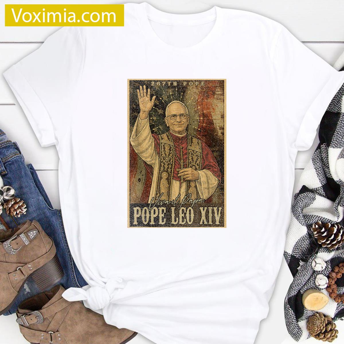 Pope Leo Xiv American Flag T-shirt