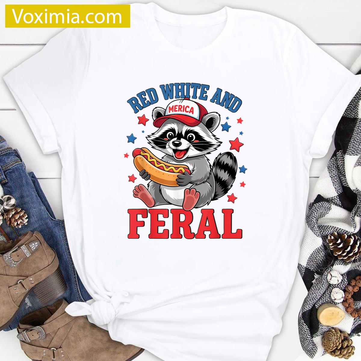 Red White Feral Funny Kids T-shirt