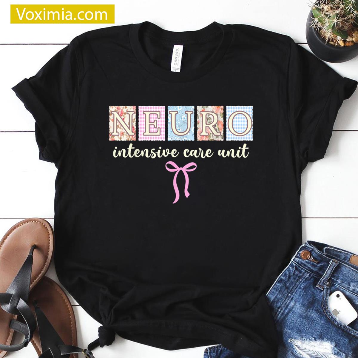 Retro Floral Nurse Icu Neurology T-shirt