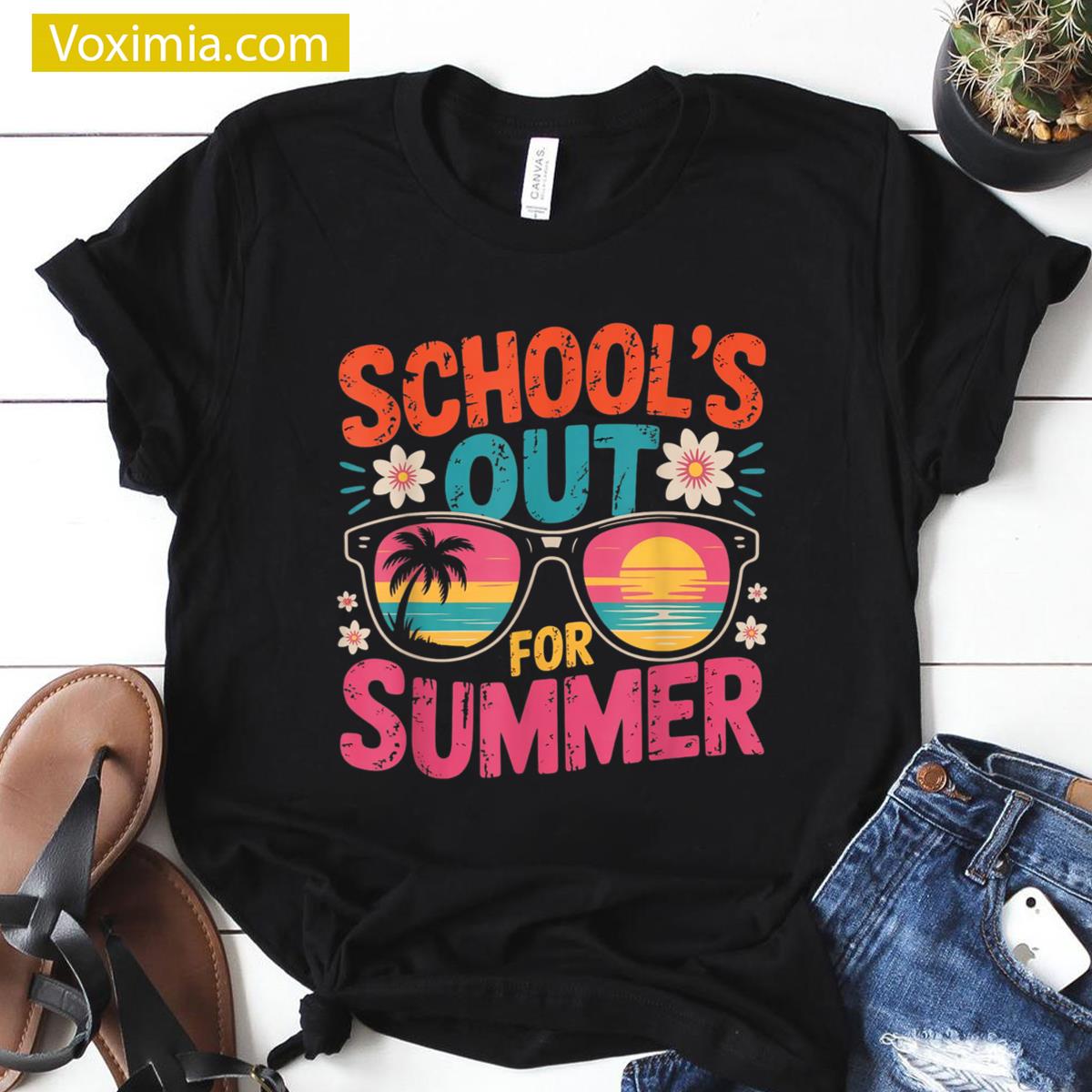 Schools Out Summer Teachers Retro T-shirt