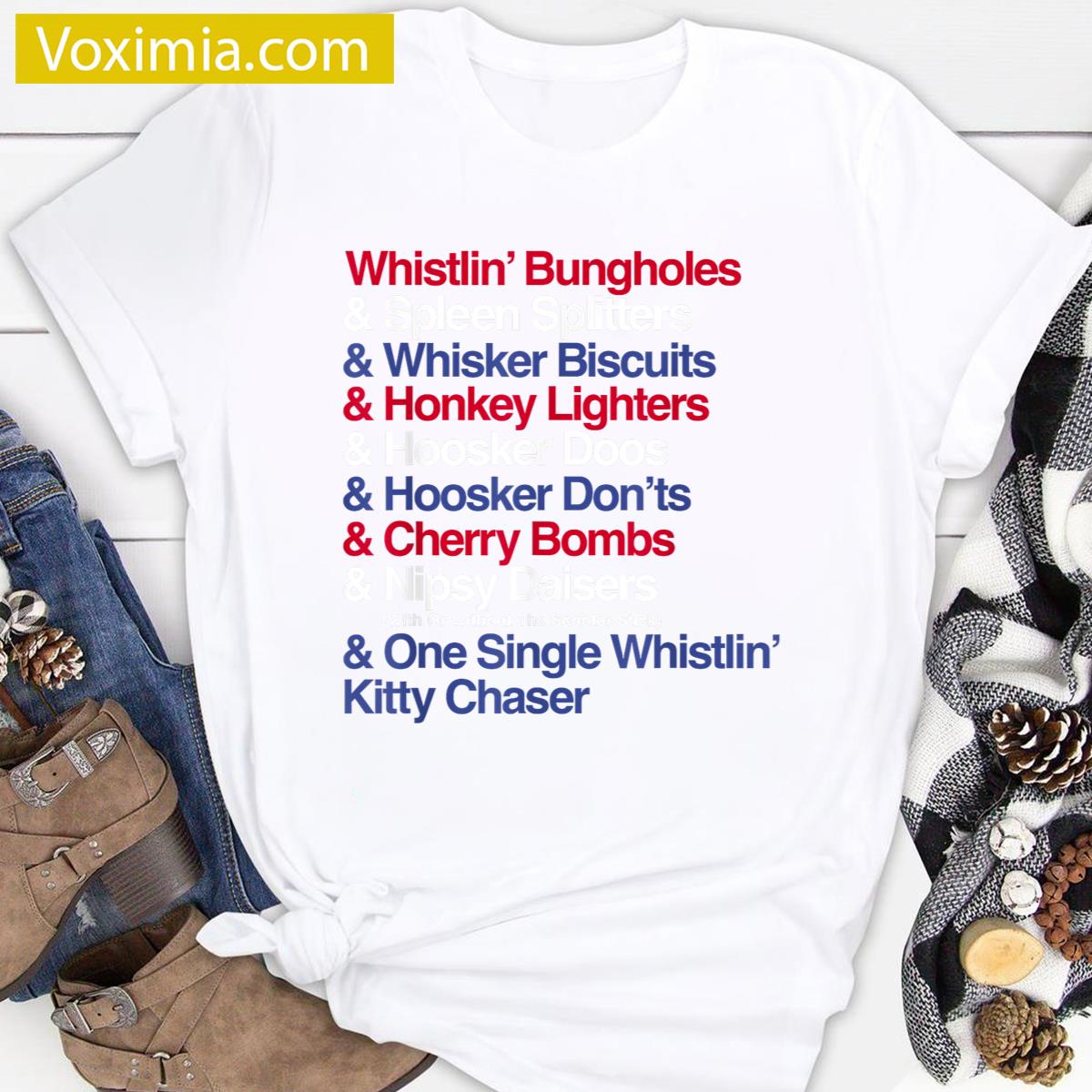 Whistlin Bungholes Funny Patriotic T-shirt