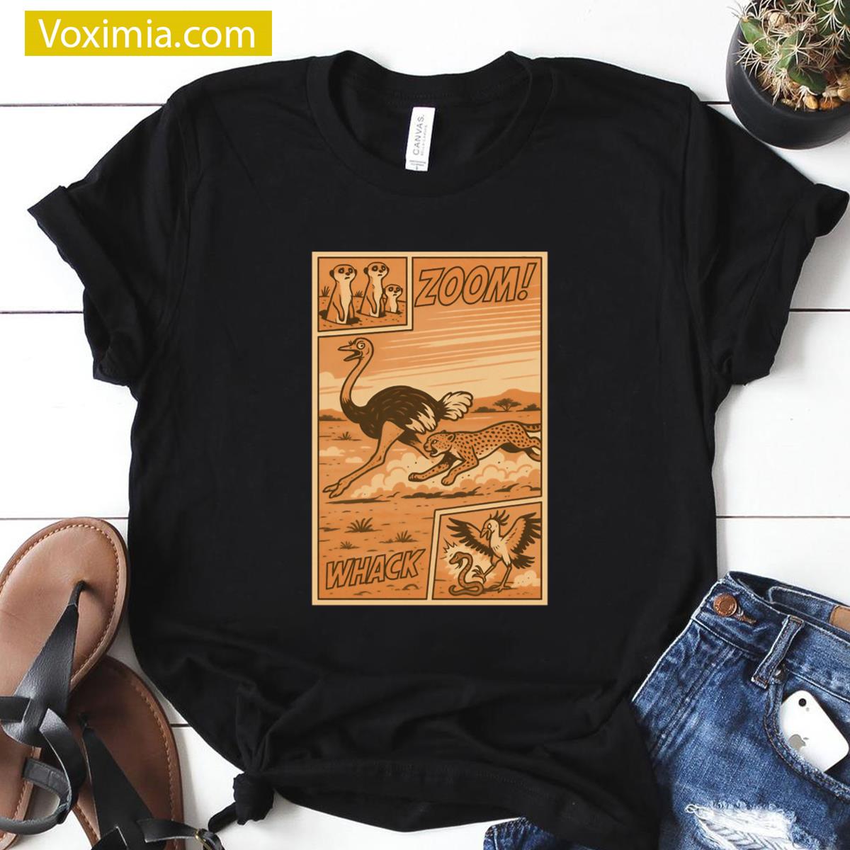 Wildlife Chase Comic Oversized T-shirt