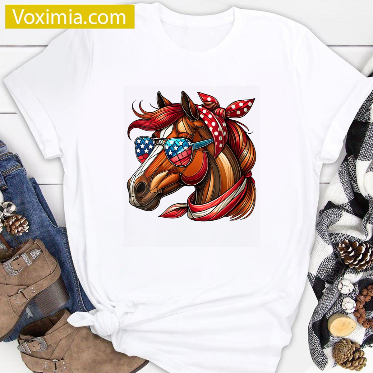 Womens Horse 4th Of July T-shirt