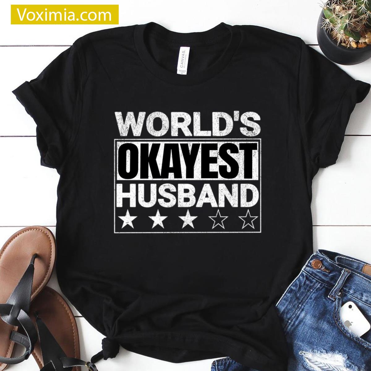 Worlds Okayest Husband Funny Tee T-shirt