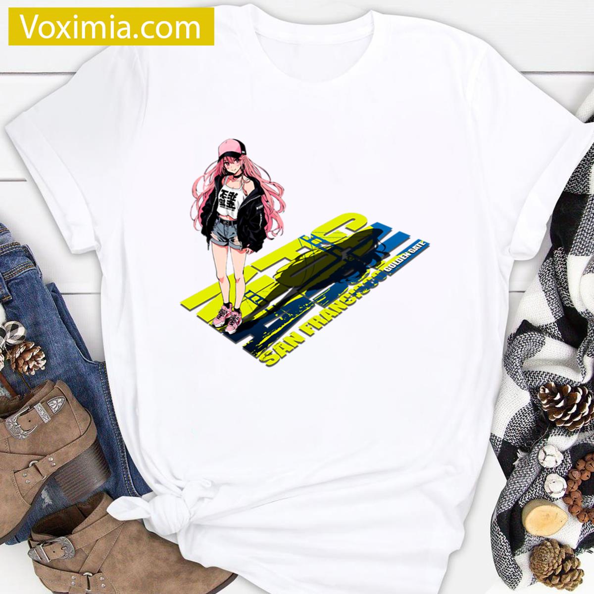 Anime Walking Women Graphic T-shirt