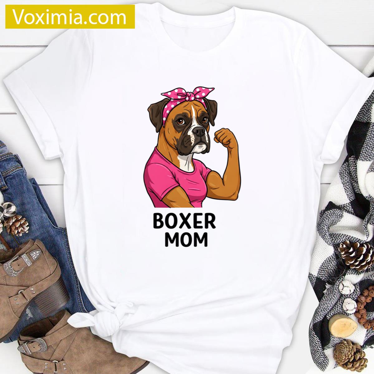 Boxer Mom Oversized Dog Lovers Tee T-shirt