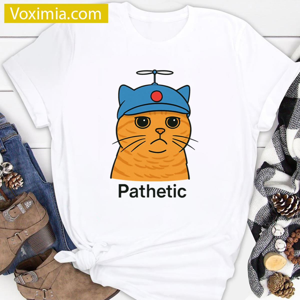 Cat In A Flying Hat Whimsical T-shirt