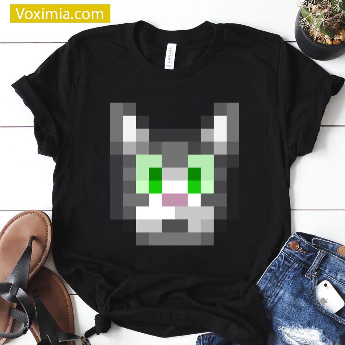 Cat Pixel Art Graphic T-shirt