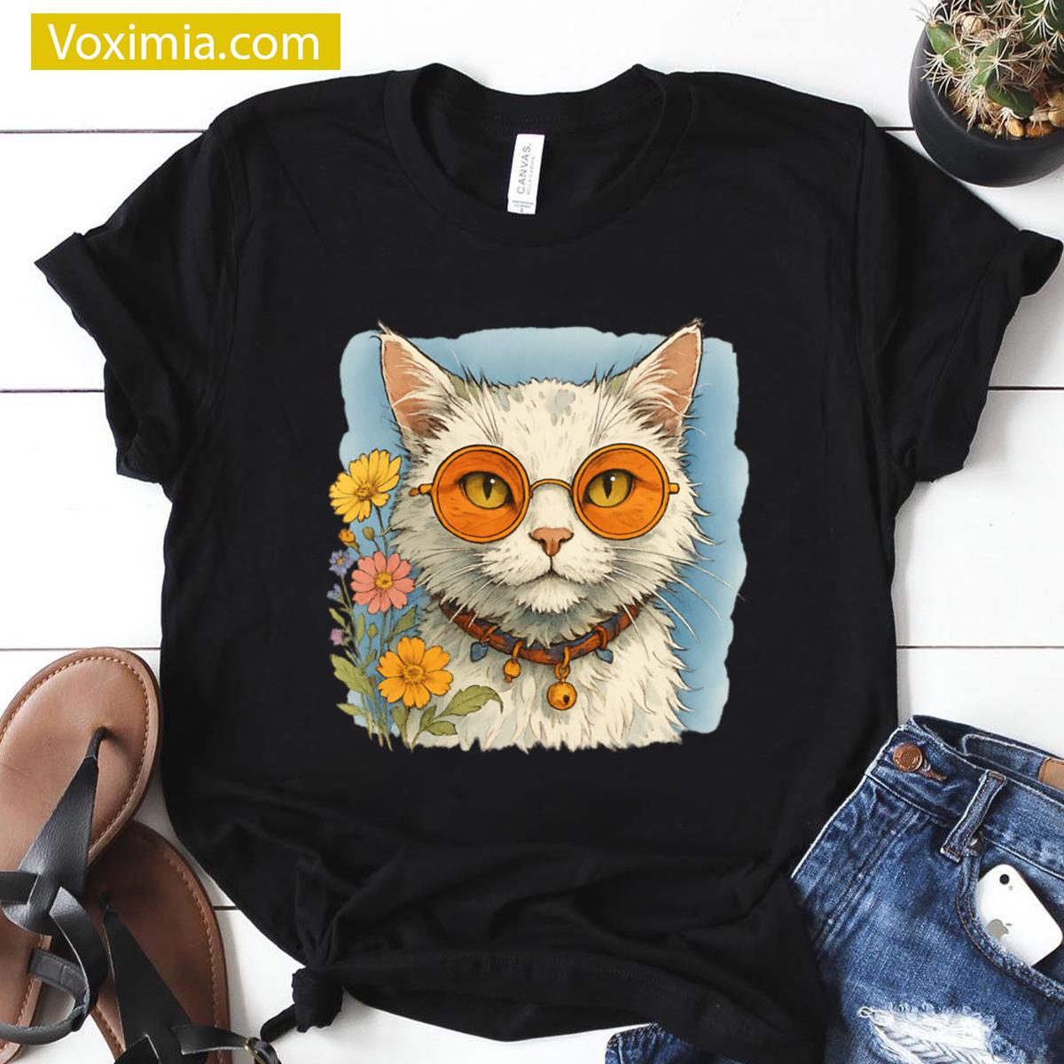 Hippie Cat Cool Shades T-shirt