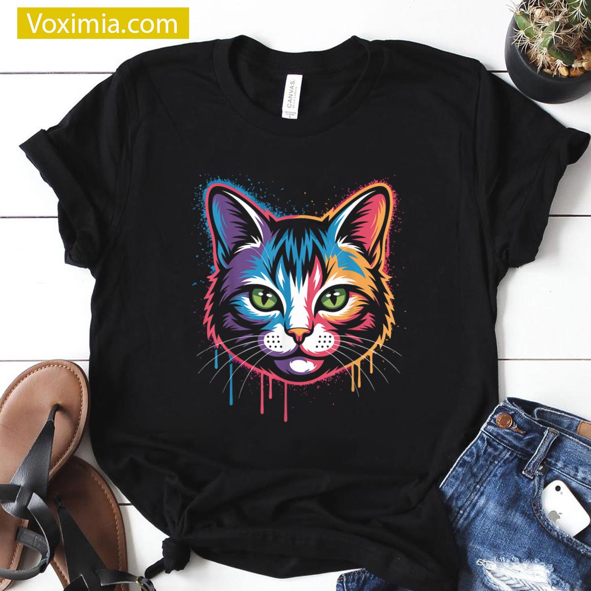 Cat Art Design Apparel T-shirt