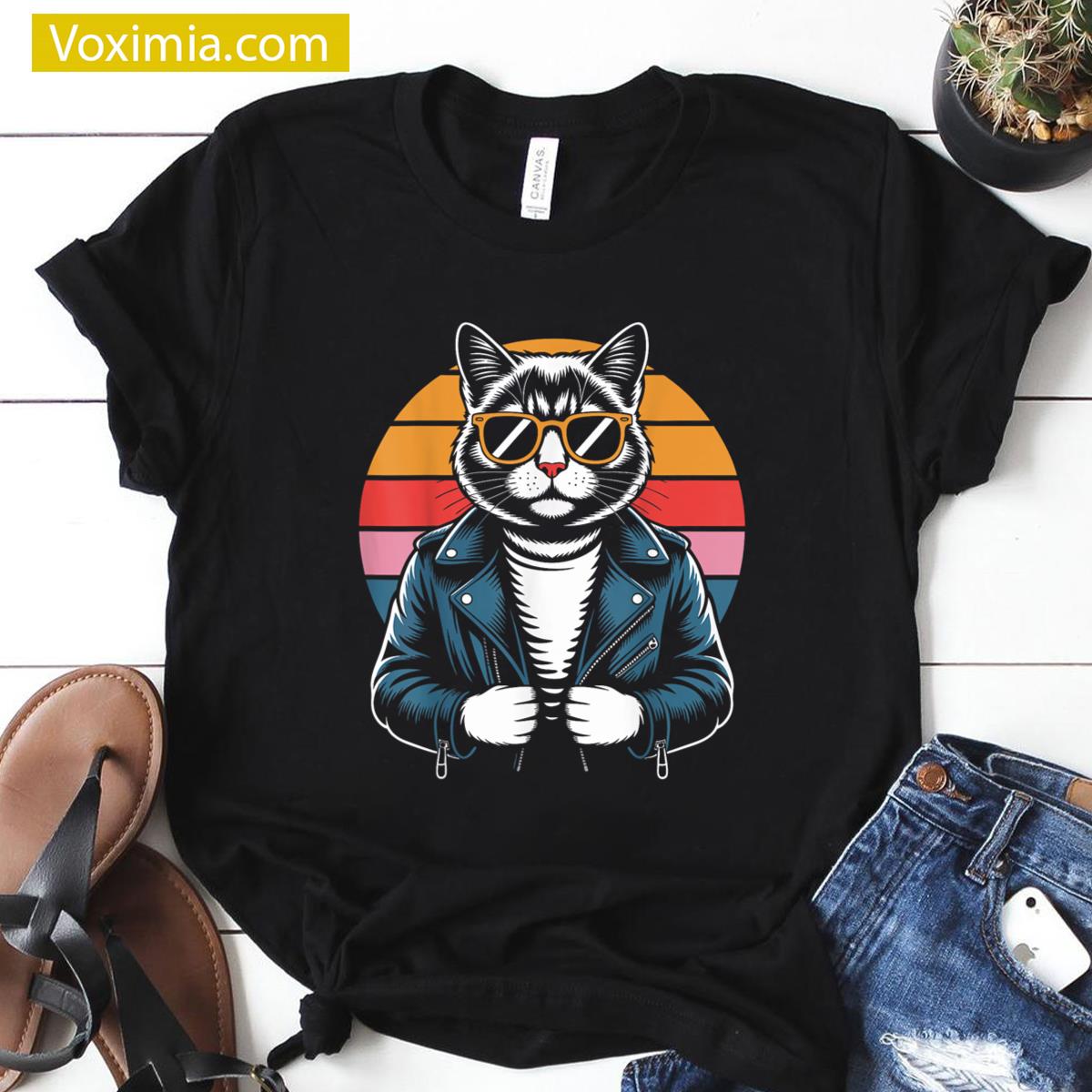Cat Sunglasses Stylish T-shirt