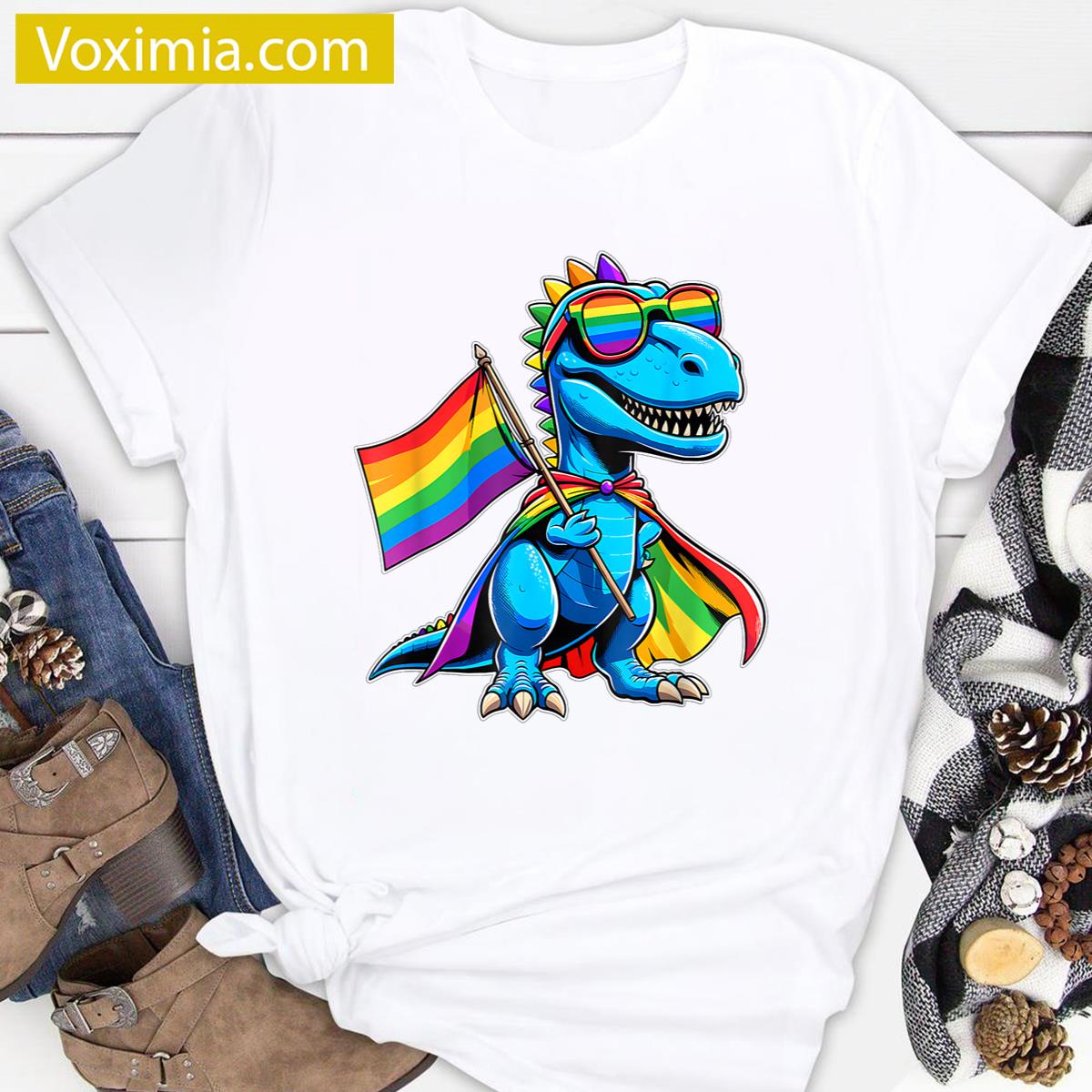 Dinosaur Gay Pride Apparel T-shirt