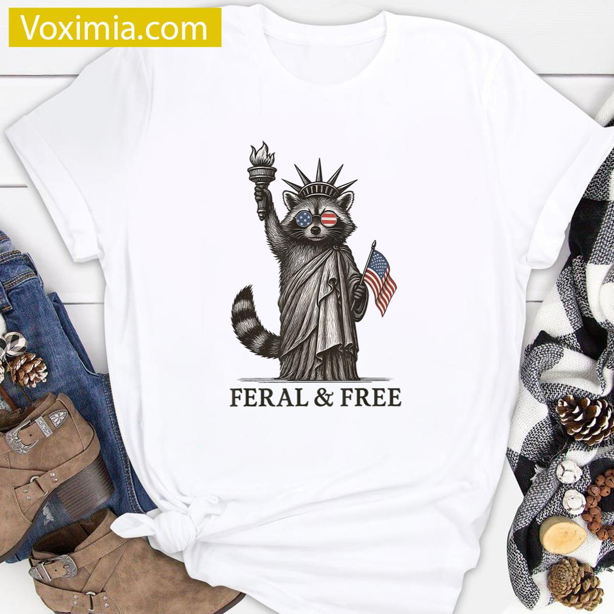 Feral Free Raccoon Meme T-shirt