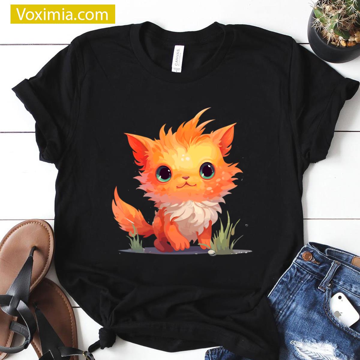 Fire Cat Casual T-shirt