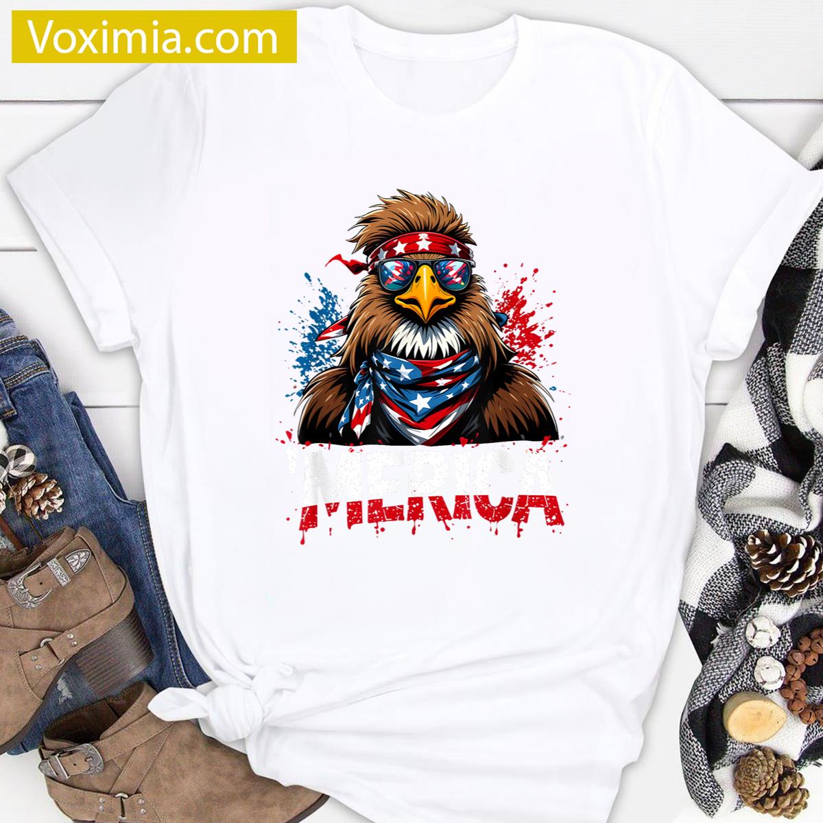 Funny American Flag Sasquatch T-shirt