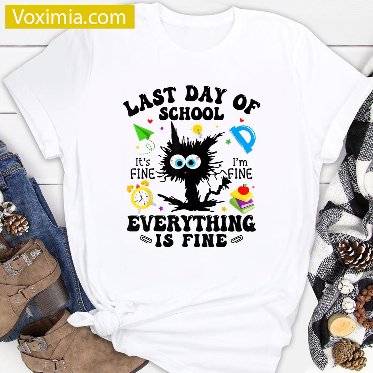 Funny Cat School Year 2025 Tee T-shirt