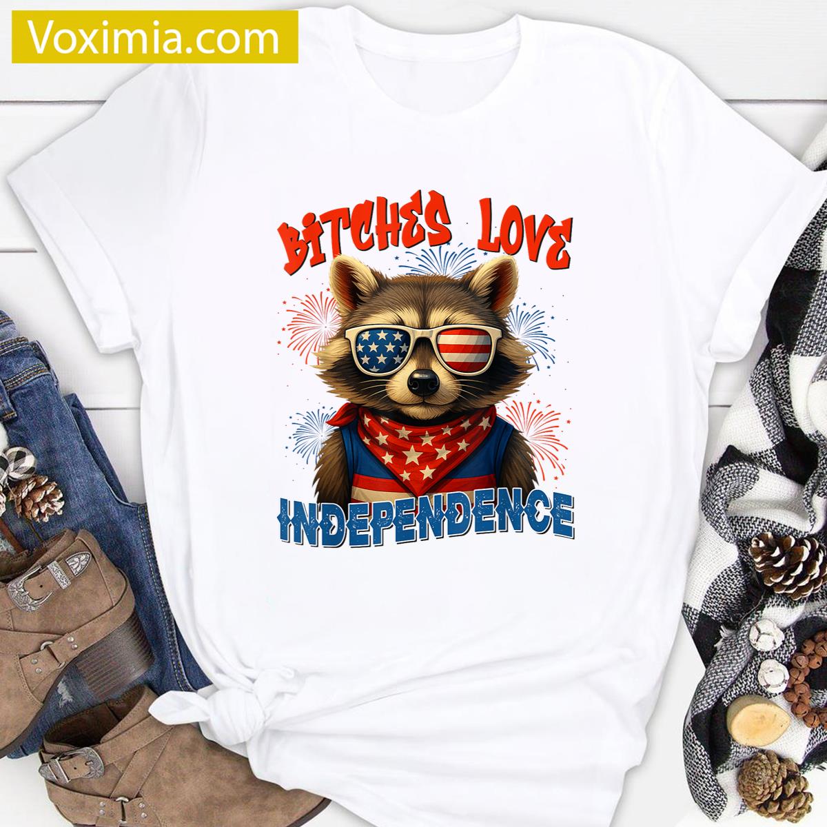 Funny Feral Raccoon Usa Apparel T-shirt