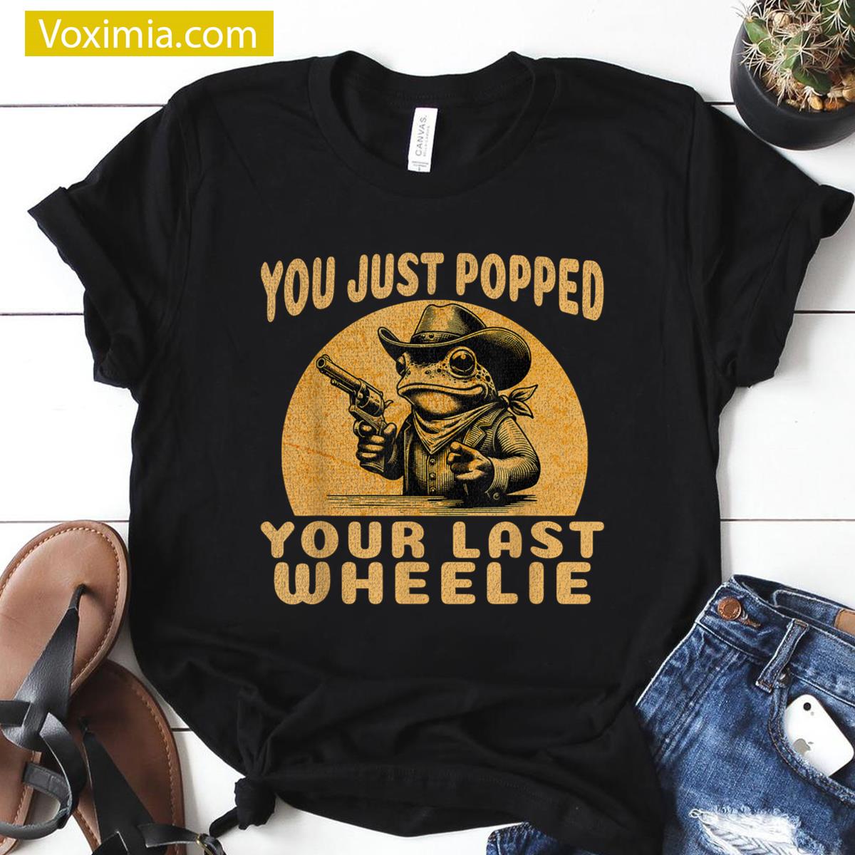 Funny Frog Cowboy Design Biking Fun T-shirt