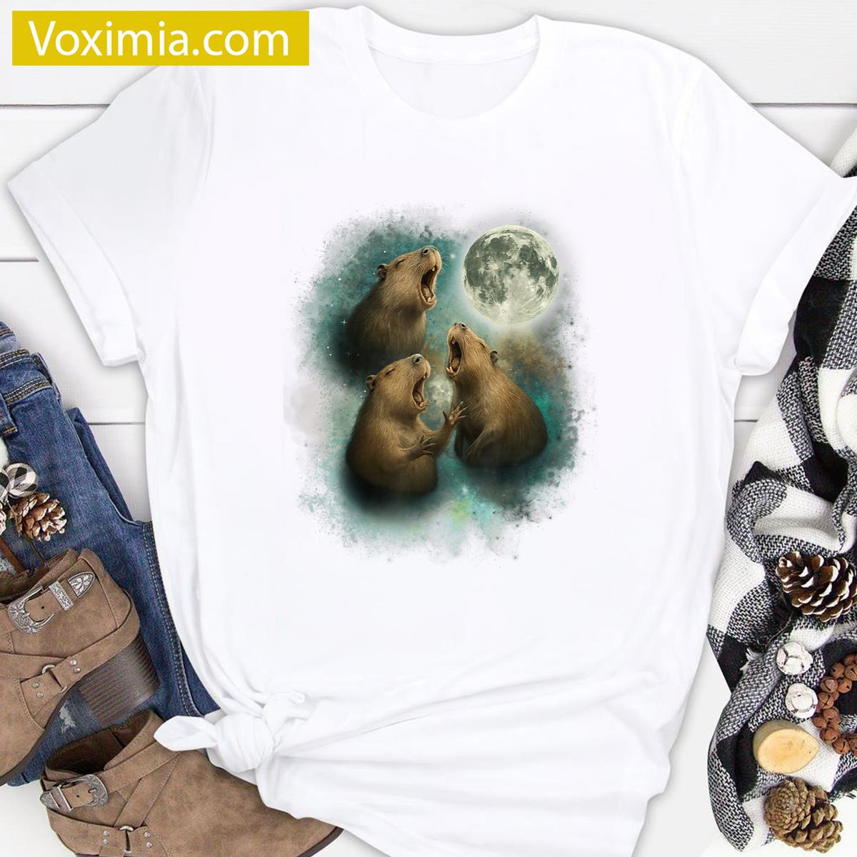 Funny Moon Capybara T-shirt