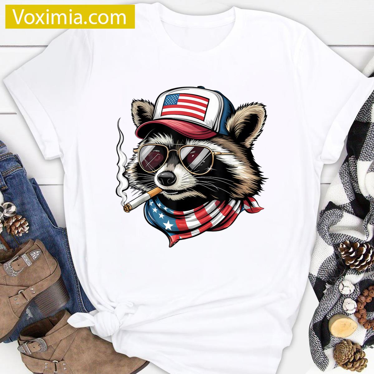 Funny Raccoon Smoking Humor Apparel T-shirt