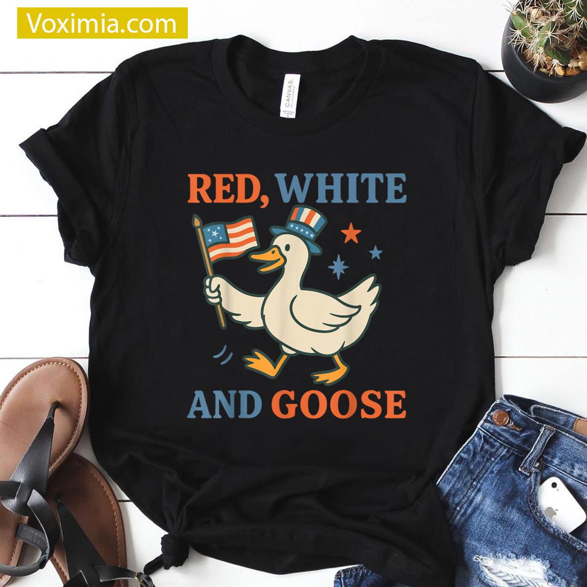 Funny Red White Goose Tee T-shirt
